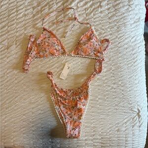 Floral Bikini Set with Lace Trim
